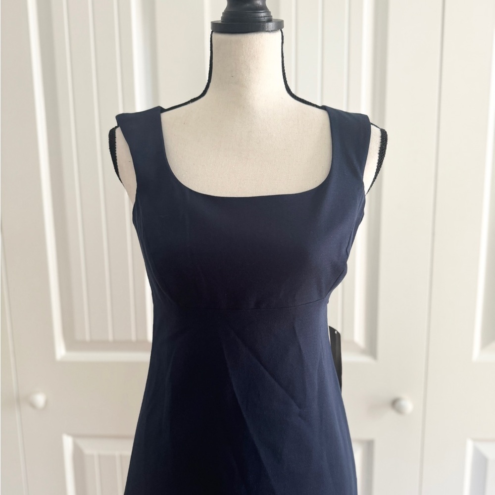 CHAIKEN Navy Blue Portrait Neck Sheath Dress Sleeveless Size 2 NWT - Picture 3 of 11
